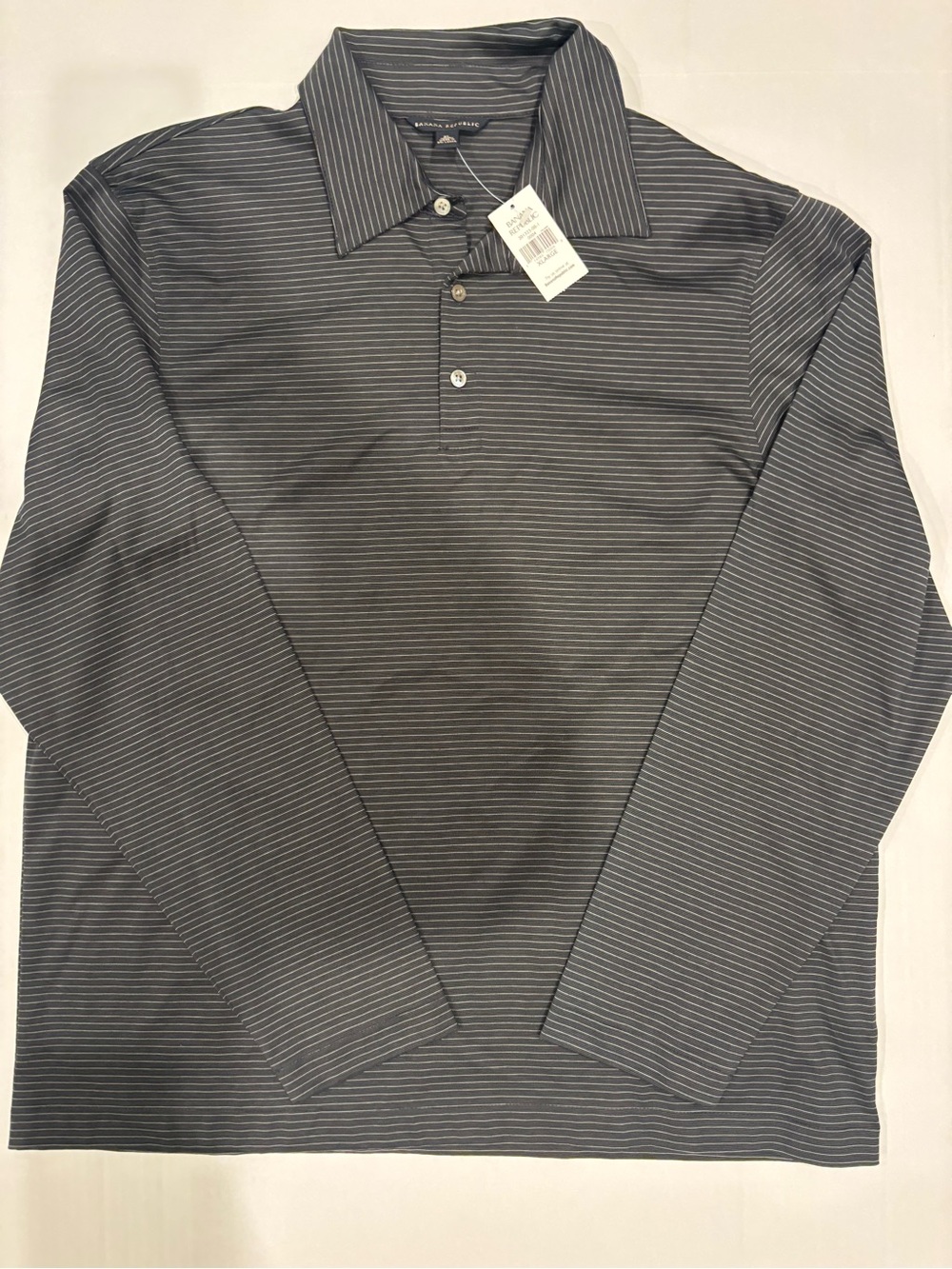 Banana Republic NEW Mens XL Henley Shirt Black Striped Long Sleeve